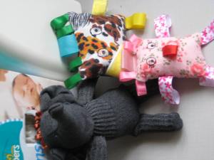 2011 - "Taggy monsters" for babies and a sock elephant.